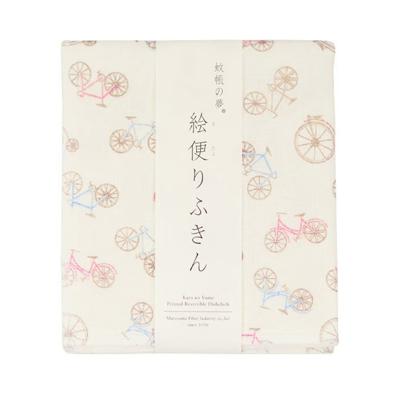 蚊帳の夢 絵便りふきん 自転車